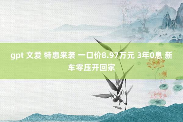 gpt 文爱 特惠来袭 一口价8.97万元 3年0息 新车零压开回家