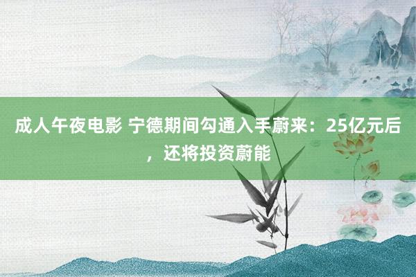 成人午夜电影 宁德期间勾通入手蔚来：25亿元后，还将投资蔚能